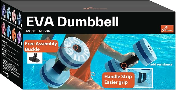 Sportneer Water Weights Aquatic Exercise Dumbbells Water Dumbbell Aerobics Workouts Set of 2 EVA Foam Pool Weights Dumbbells Set Aqua Fitness Barbells Equipment for Water Aerobics Weight Loss