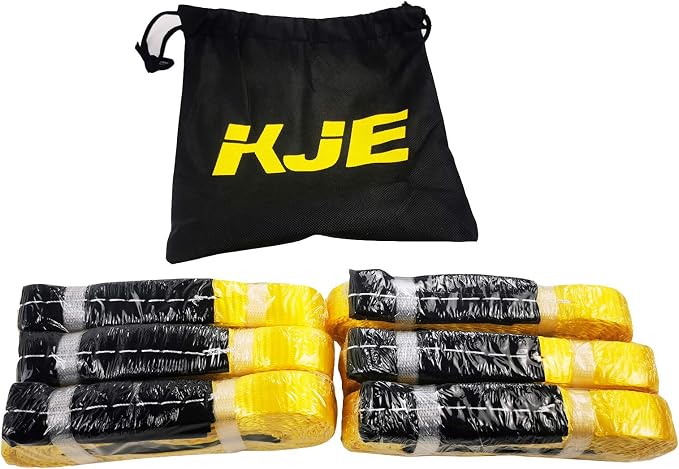 6 Pcs Lift Sling Straps 1" x8' Heavy Duty Lifting Sling Web Town Strap with 2 Reinforced Loops,5000lbs Break Strength,Wear Guard End