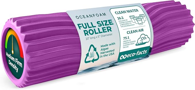 Oceanfoam Tidal Roller - Magenta - Muscle Massage Foam Roller for Back Pain & Stretching - Firm and Ergonomic Wide Wave Textured - Yoga, Athletics, & Wellness - Full Size, 20" x 5"