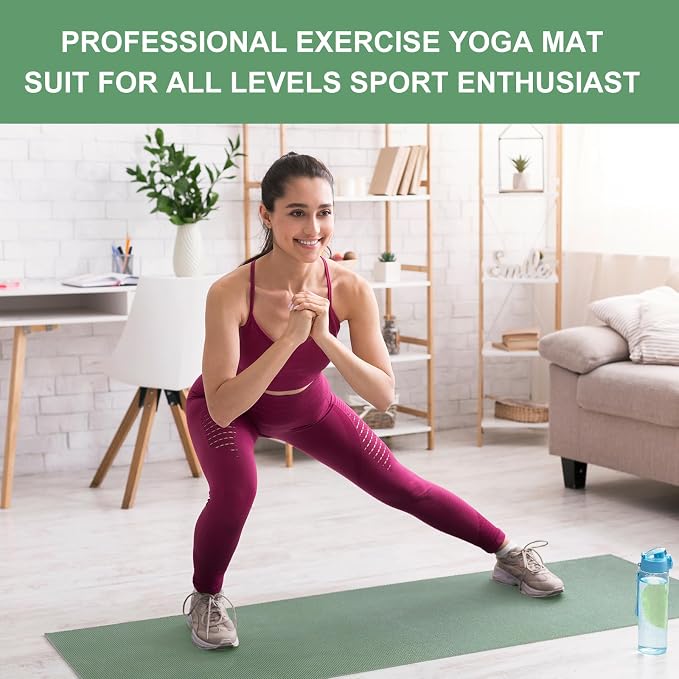 Funtery 3 mm Thin Yoga Mats Bulk, 68 x 24 Inches Lightweight PVC Exercise Mats Non Slip Workout Fitness Pads for Yoga Pilates Stretching Classes Gym Home Studio