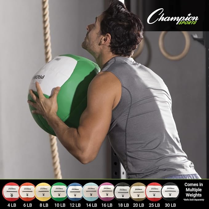 Champion Sports Rhino Promax Wall Balls - Soft Shell Non-Slip Grip for Weightlifting, Plyometrics, Cross Training, & Home Gym
