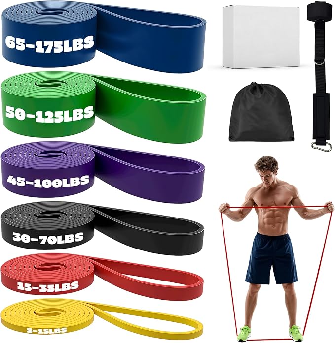Pull Up Assistance Bands, Heavy Duty Exercise Bands for Working Out | Resistance Bands Set 5-175LBS for Pull Ups,Training & Physical Therapy. Workout Bands for Full Body Stretch & Muscle Recovery