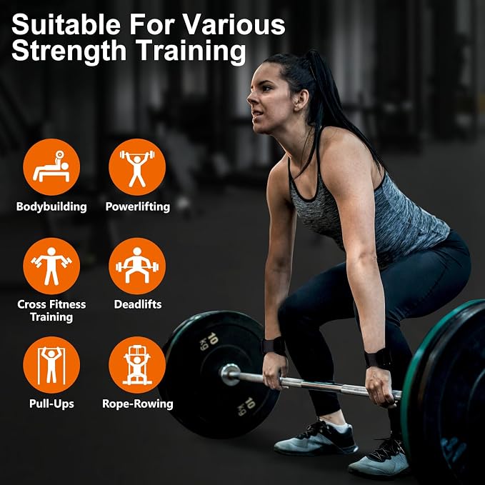 Weight Lifting Wrist Strap for Men & Women, 1 Pair | Double Layer Leather, For Deadlift and Powerlifting, Adjustable Neoprene Padded Wrist Wraps