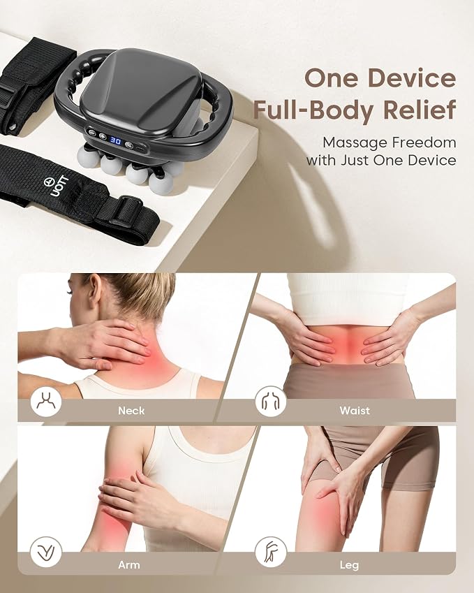 UOTT Mini Curved 16-Head Massage Gun Deep Tissue, Ergonomic Back Massager | Pain Relief, Neck, Leg & Foot Massager Tool, 30 Levels & 3 Modes, Full Body Muscle Recovery and Relaxation