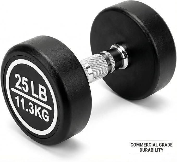 Urethane Dumbbell Set with Rack, 5-50 LB, 10 Pair of Commercial Grade Rubber Encased Dumbbells Set for Home Gym & Commercial Fitness, Durable Strength Training Weights with Storage Rack