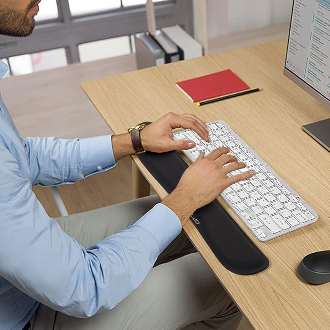 ELZO Keyboard Wrist Rest Pad Support with 65D High-Density Thicken Memory Foam Padding, Ergonomic Design Computer Rest Pad Desk Wrist Mat, Non-Slip Rubber Base Office Laptop | 65D High-Density Thicken Memory Foam Padding, Ergonomic Design Computer Rest...