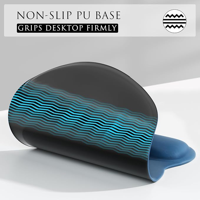 MROCO Ergonomic Mouse Pad with Gel Wrist Rest, 9.4 x 8.1 in, Navy Blue | Ergonomic Shape Design, Multiple Pattern Options, Gel Wrist Comfort, Smooth Lycra Surface, Non-Slip PU Base