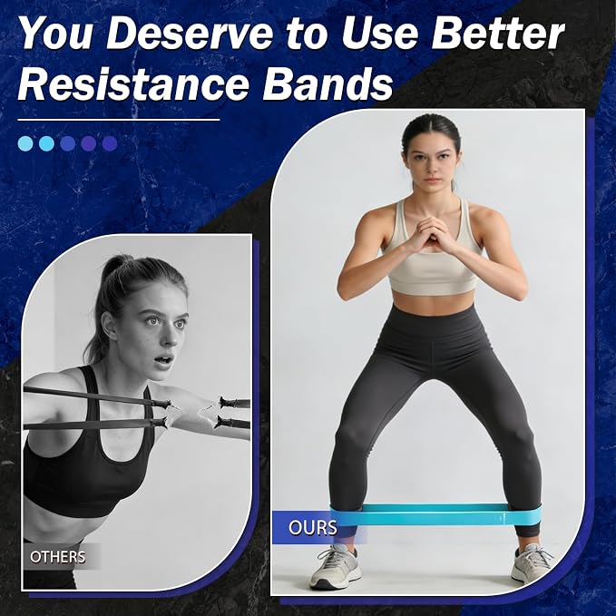 Resistance Bands for Working Out, 5 Levels Resistance Exercise Bands with Woven Bag, Bands for Working Out Women Men, Yoga, Pilates, Rehabilitation Training