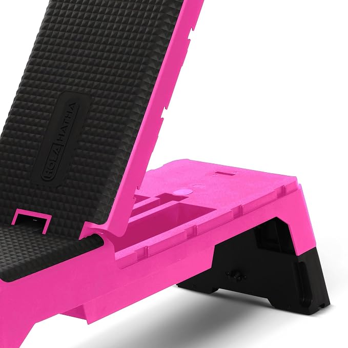 HolaHatha Compact Portable Aerobic Step Platform Exercise Fitness Equipment, Cardio Stepper with Adjustable Height for Home Gym