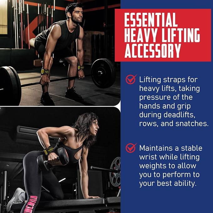 Weight Lifting Wrist Strap,Double Layer Leather Wrist Wraps with Neoprene Padding for Weightlifting & Deadlifts – Adjustable Gym Straps for Men & Women