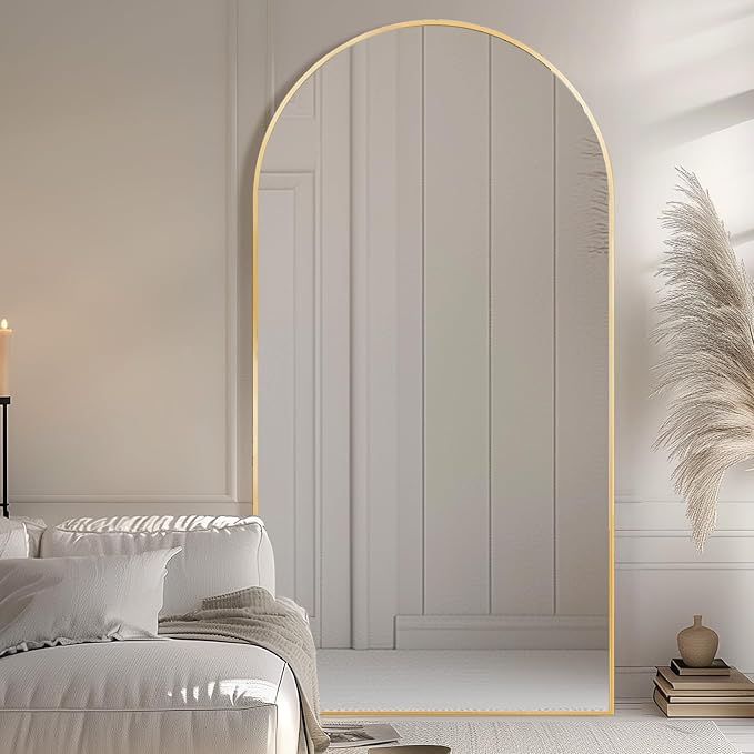 LFT HUIMEI2Y 76"x34" Arch Full Length Mirror, Gold Floor Mirror | Tempered Oversized Mirror Full Body with Aluminum Alloy Frame; Standing, Leaning, or Wall Mount for Bedroom, Living Room