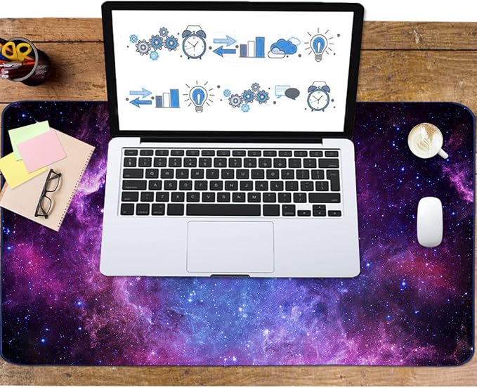 Extended Gaming Mouse Pad(35.4x15.7 in), Large Desk Pad Laptop Computer Keyboard Mat Waterproof Desk Decor Writing Pad for Work, Game, Office, Home - Galactic