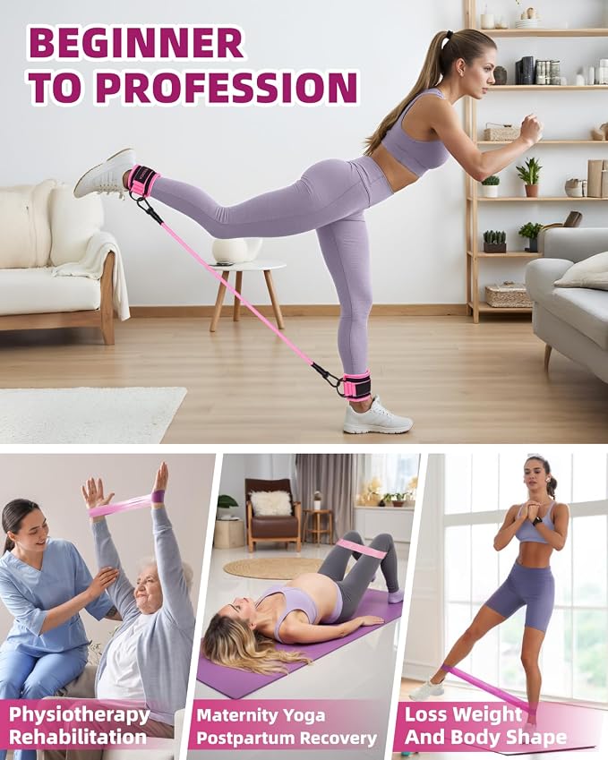 Resistance Bands Set โ Resistance Band and Adjustable Ankle Exercise Bands with Cuffs Great Equipment for Training, Working Out, Yoga,Home Gym with Training Guidance & Carry Bag,Set of 8