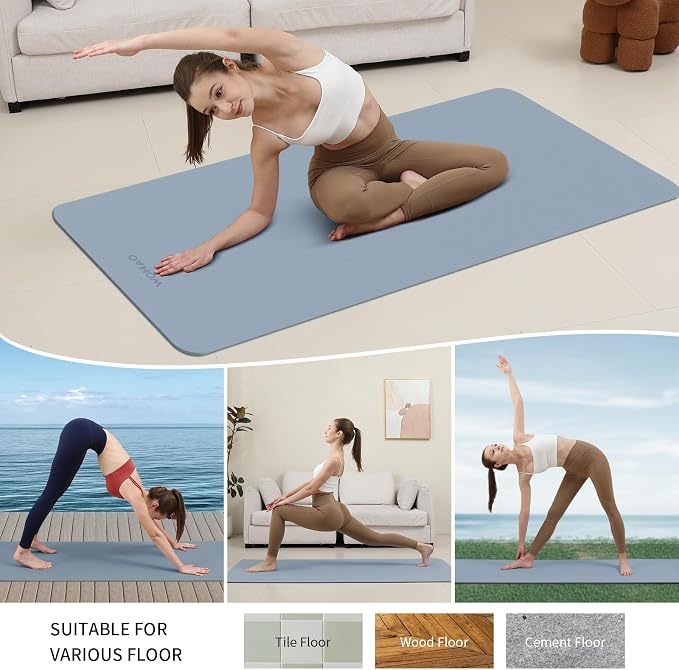 Extra Wide & Thick 8mm Yoga Mat, 72"x31.5" | Large Non Slip Exercise Mat, Premium POE Material, Superior Cushioning & Stability, With Strap for Home Gym, Pilates