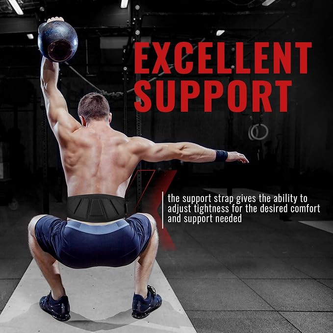 Weight Lifting Belt for Men and Women, 6 Inch, Bodybuilding & Fitness Back Support for Cross Training Workout, Squats, Lunges