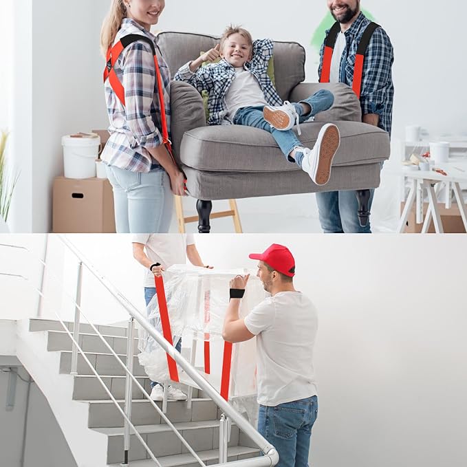 Ytonet Moving Straps, Lifting Straps for Move Furniture, 2-Person Shoulder Lifting and Moving System for Appliances, Mattresses, Heavy Objects up to 800lbs, 145 Inches Long Easy to Move, Lift, Orange