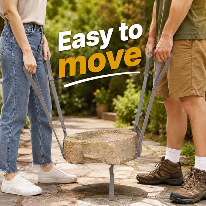Potted Plant Mover and Lifting Straps for Garden, Landscaping Lifting Straps, Move Heavy Garden Objects:Garden Flower Pots, Planters, Trees, Rocks, Gray, Middle and Small