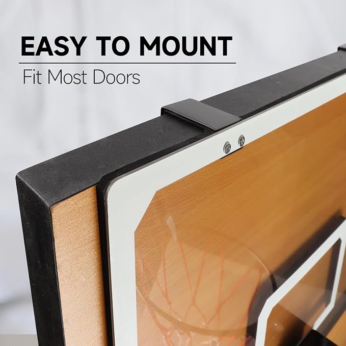 GSE Over-The-Door Basketball Hoop with Basketball & Pump, for Home & Office | Wall-Mounted Basketball Hoop Complete Accessories, Clear Impact-Resistant PC Backboard, PVC Basketball, Several Style Choice