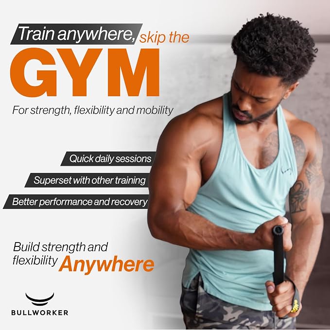 Bullworker ISO BOW Pro Isometric Exercise Equipment & Self Resistance Workout Straps - Stretching Strap with Handles, Portable Workout Equipment for Yoga, Pilates & Strength Training, Chest, Back, and Arms Workout Home Gym