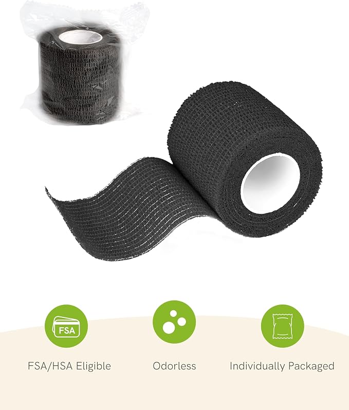 FriCARE Self Adhesive Bandage Wrap, Medical Tape in First Aid Kit | Elastic Cohesive Bandages for Sports/Vet/Wrist Ankle Wounds, 2 Inches X 5 Yards, Latex-free 6 Rolls, Royal Garnet