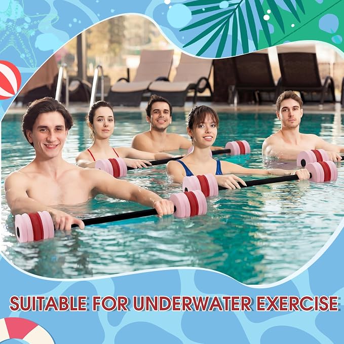 Soulchen Long Aquatic Exercise Dumbbells Pool Exercise Foam Water Weights Dumbbell Aquatic Pool Barbells with High Density EVA Foam for Swim Water Aerobics Workouts Loss