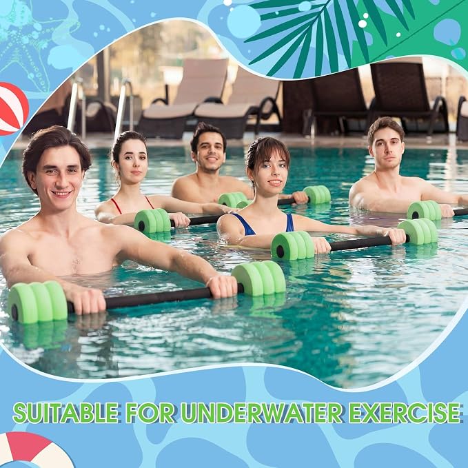 Soulchen Long Aquatic Exercise Dumbbells Pool Exercise Foam Water Weights Dumbbell Aquatic Pool Barbells with High Density EVA Foam for Swim Water Aerobics Workouts Loss