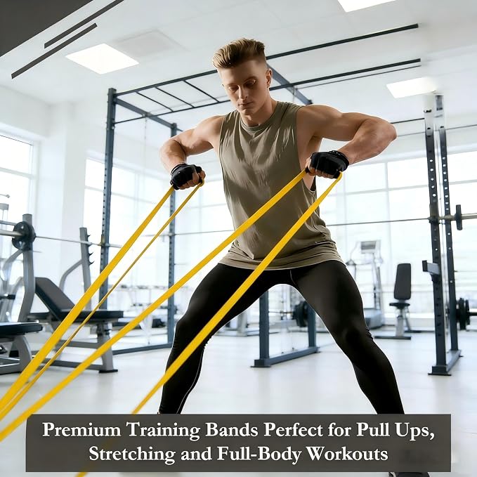 16-Pcs Resistance Bands Set - Premium Elastic Workout Bands for Home Gym, Strength Training, Yoga & Physical Therapy