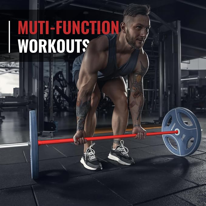 TECHNOAGE Steel Standard Barbells for 1-Inch Plates, 350LB | Standard steel bars for 1-inch plates with 350LB capacity, knurled grips, and compact 5FT or 6FT options