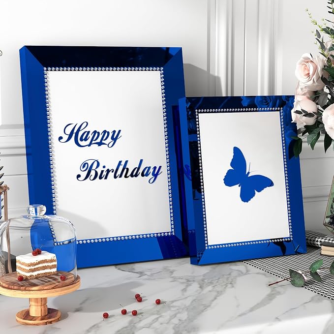 WESTICK Blue Mirror Stickers for Walls Self Adhesive Mirror Wallpaper Peel and Stick Wall Sticker Mirrored Contact Paper for Appliance Countertops Refrigerators Kitchen Cabinets 24"x118"
