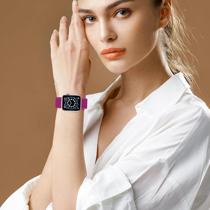 Sport Loop Nylon Band Compatible with Apple Watch Band 38mm 40mm 41mm 42mm 44mm 45mm 49mm Ultra 2 iWatch Series 9 8 7 6 SE 5 4 3 2 1 Strap, Fit for iPhone Watch Band Women Men Stretchy | Nylon Sport Loop Wristband Compatible with Apple Watch Ultra 2 38...
