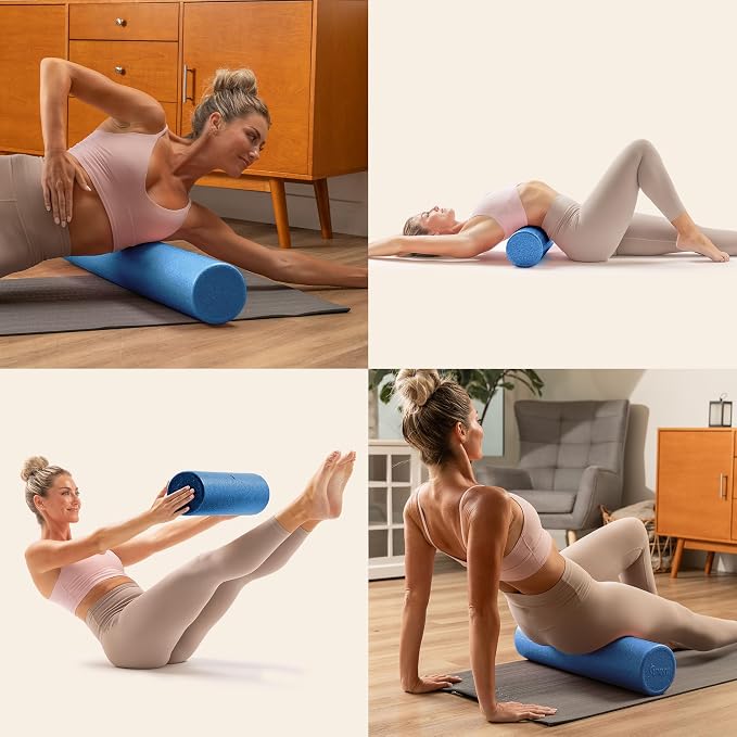 Sunny Health & Fitness 12" Blue High-Density Yoga Foam Roller | Muscle Relief, Physical Therapy, Post-Workout Recovery, Improved Flexibility, Home, Gym, Rehab Use, Full-Body Use