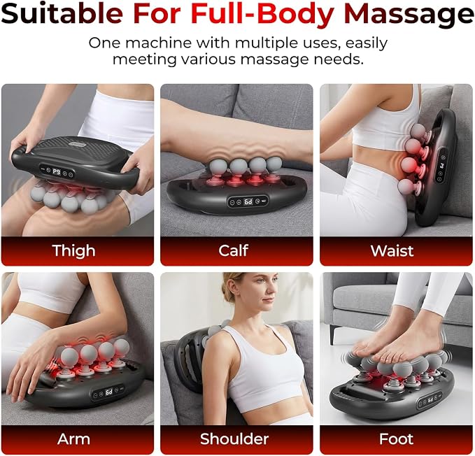 16 Head Massage Gun, Deep Tissue Percussion Massager for Athlete with 9 Modes & 9 Speeds, Portable & Quiet Handheld Electric Muscle Massager for Back, Neck and Shoulder