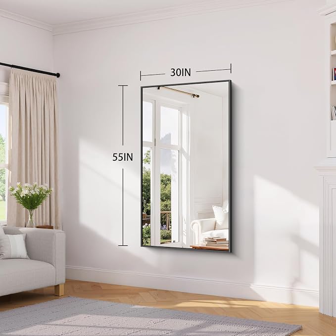 Koonmi Black Bathroom Mirror for Over Sink,Metal Framed 30"x55" Wall Mirror
