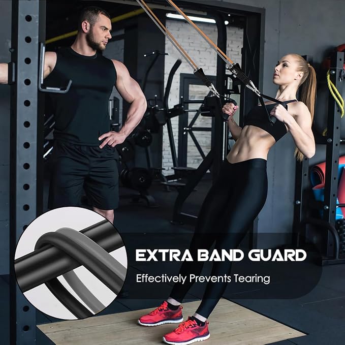 VEICK 10-150LBS Resistance Bands with Handles, Ankle Straps, Door Anchor | Accredited Lab Certified, 100% Natural Latex, Versatile for Yoga, Pilates, Strength, Home Gym