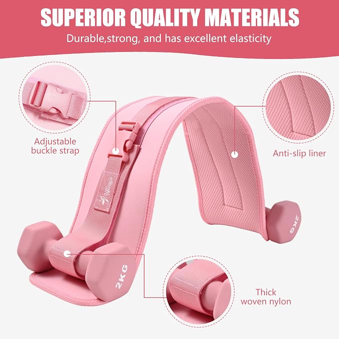 Hip Thrust Belt, Leather Dumbbell Booty Workout Belt | Adjustable non-slip booty belt for hip thrusts, fits dumbbells kettlebells plates, home gym exercise equipment