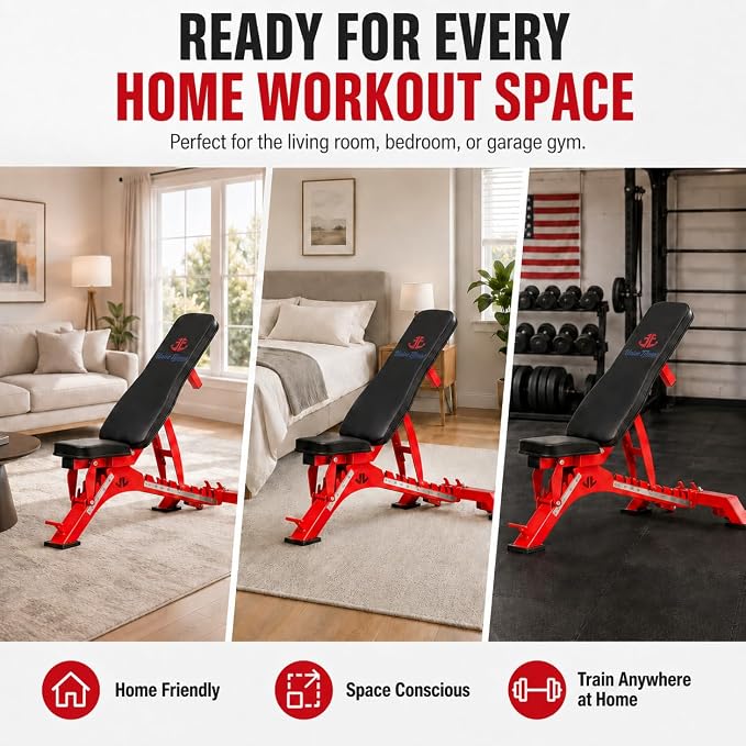 Unive Fitness Adjustable Weight Bench 1300 lb Capacity, 40-Position Workout Bench with 10 Backrest & 4 Seat Angles, Heavy Duty Strength Training Bench for Home Gym, Garage Gym, Incline Flat Dumbbell Workouts