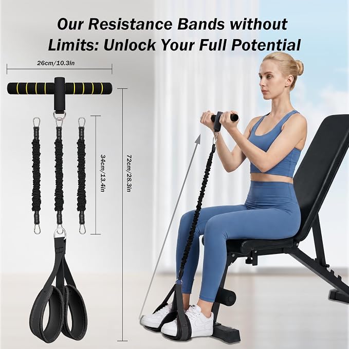 Resistance Bands with Handles, 6-Tube Elastic Pedal Resistance Band for Working Out, Durable Natural Rubber Exercise Bands, Multifunction Exercise Equipment for Abdomen, Waist, Arm, Leg Stretching