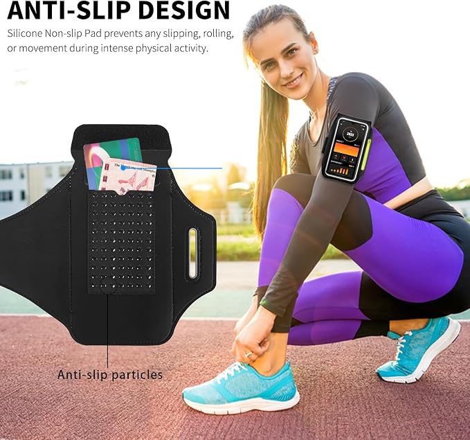 Running Armband with Earphone Bag Cell Phone Armband for iPhone 16 15 Pro 14 Plus 13 11 XR XS, Galaxy S24/S10 Water Resistant Sports Phone Holder Case & Zipper Slot Car Key Holder for 6.9 inch Phone | Cell Phone Armband for iPhone, Water Resistant & Br...