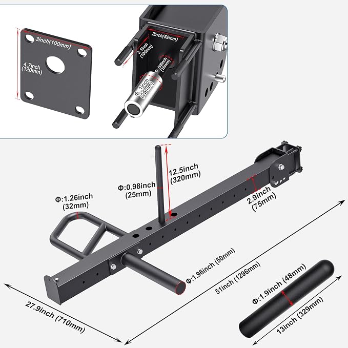 SELEWARE Squat Rack Attachment for Power Cage with 5/8" or 1" Holes | Y-Shaped Dip Bar Attachment, Nordic Hamstring Curl Attachment & Lever Arms for 2x2 or 3x3 Power Rack, Home Gym Accessories