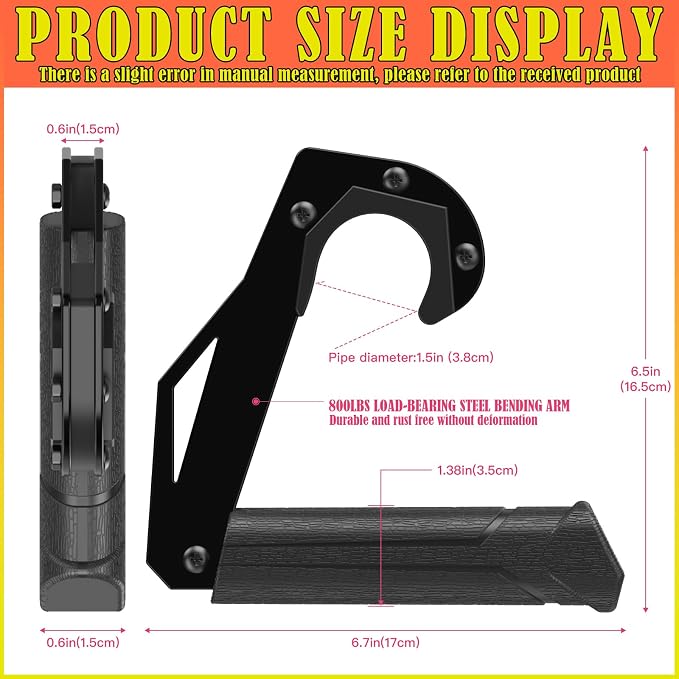 Neutral Grip Handles for Pull Up Bar, Pull Up Handles with Ergonomic Portable Hooks for Home Gym, Calisthenics, Strength Training, Resistance Bands – Black