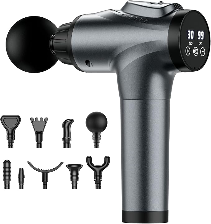 APHERMA Massage Gun, Muscle Massage Gun for Athletes Handheld Electric Deep Tissue Back Massager, Percussion Massage Device for Pain Relief with 30 Speed Levels 9 Heads