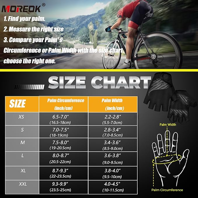 Cycling Gloves Bike Bicycle Gloves, Half Finger 5MM Gel Anti-Slip | Biking Gloves for Men Women Gym workout exercise Motorcycle Hiking Rowing Outdoor Sports