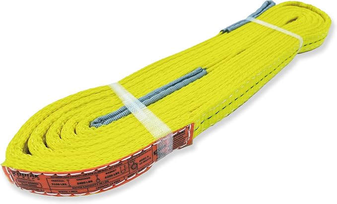 2-Ply Lifting Sling Straps 1”x 12ft - 3100lbs Vertical Capacity Heavy Duty Flat Eye Lift Sling, for Rigging Moving Towing Hoisting -1Pack - Kodiak Straps