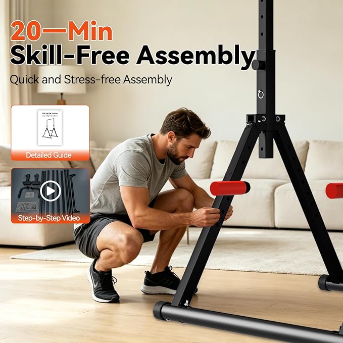 DOBESTS Power Tower Pull Up Bar Free Standing, Foldable Pull Up Station