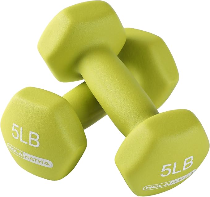 HolaHatha 1, 2 and 3 lb Neoprene Dumbbell Strength Training Weight Set with Rack