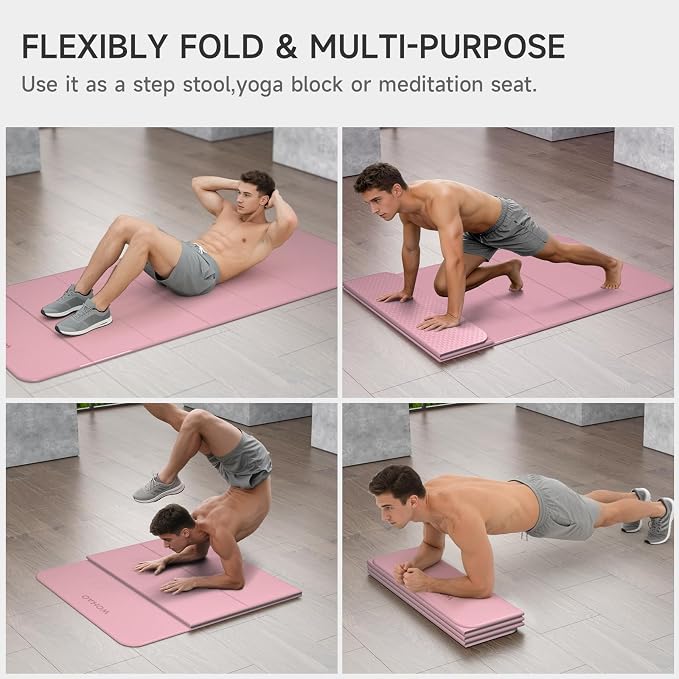 7-Fold Yoga Mat 74"x31" | 0.31 Inch Thick, Extra Wide Non-Slip POE Mat, For Travel, Storage, Yoga, Pilates, Meditation & Home Gym