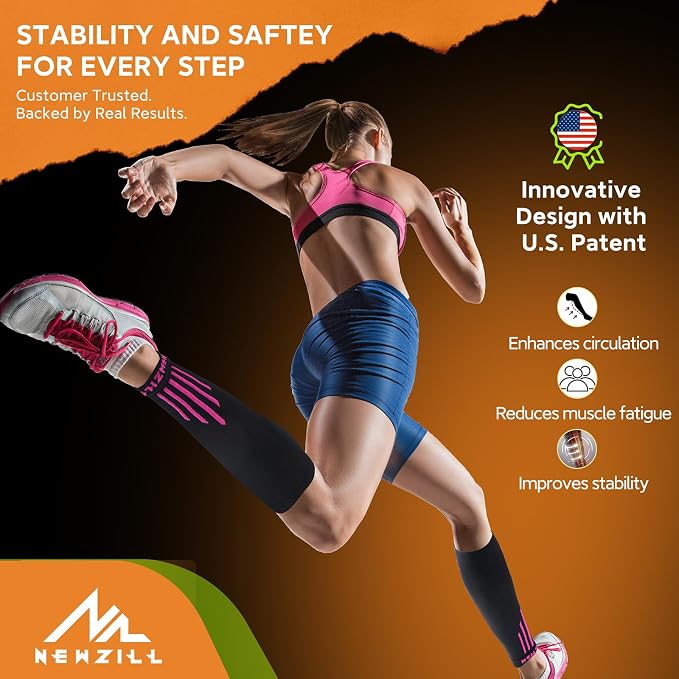 NEWZILL Compression Calf Sleeves (20-30mmHg) for Men & Women Perfect Option to Compression Socks for Running Travel Nursing