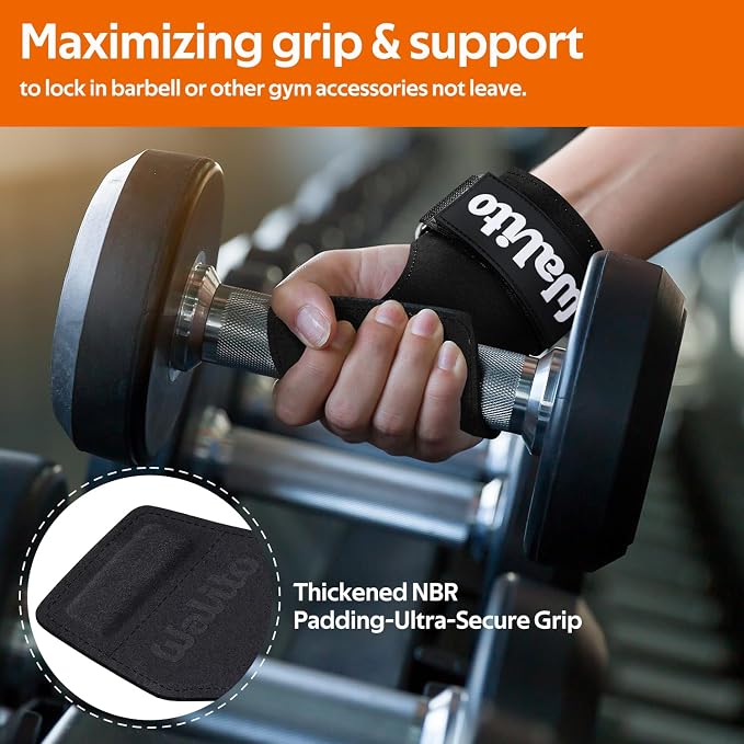 Weight Lifting Wrist Strap,Double Layer Leather Wrist Wraps with Neoprene Padding for Weightlifting & Deadlifts – Adjustable Gym Straps for Men & Women
