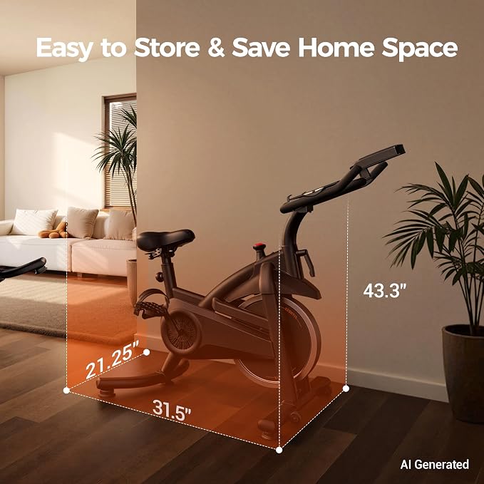 CURSOR FITNESS Exercise Bike, Quiet Belt Drive Stationary Bike for Home with 0-100 Resistance & App, 300 LB High Carbon Steel Training Bike, Indoor Cycling Bike with Tablet Holder and Heart Rate