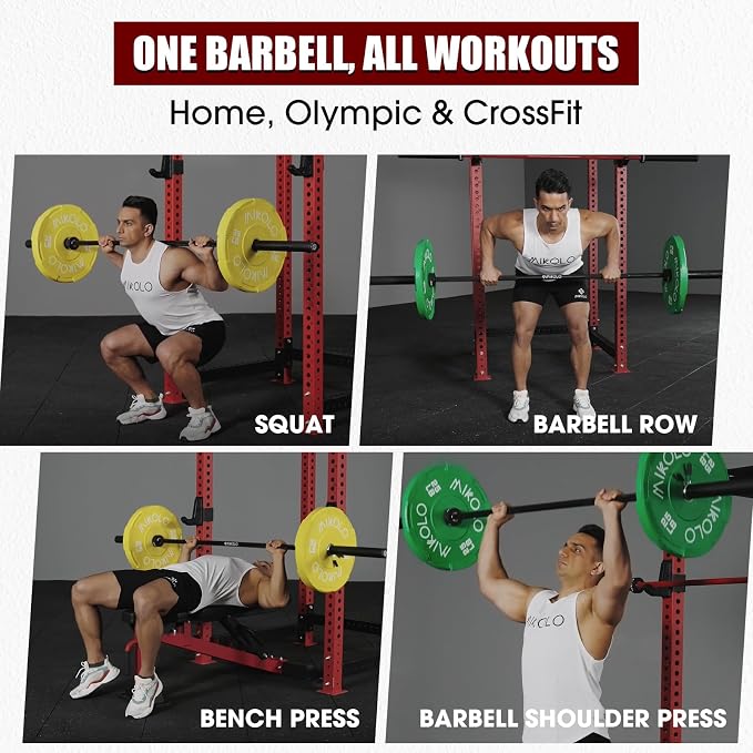 Mikolo 7ft Olympic Barbell, Barbell for Weightlifting and Powerlifting 45lb, Olympic Bar for 1500lbs Capacity, Weight Bar Fit 2” Standard Weights